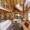 Custom timber frame home with a cantilevered loft.